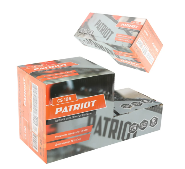 Пила цепная электрическая PATRIOT СS 196 1800Вт, 16'/40см цепь 3/8' 1.3мм 57зв