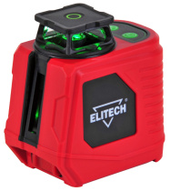 Лазерный нивелир ELITECH ЛН 360/1-ЗЕЛ E0306.016.00   25м, 2гор/2верт, ±0,2мм/м, 1/4", 0,4кг, 4х1.5B, AA/пальч.(R6;LR6;FR6)