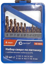 Набор сверл по металлу 13шт. 2-8мм Р6М5, COBALT 5%, мет. кейс