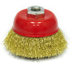 Щетка ELITECH тарелка 75 мм, М14, латунированная витая проволока 0,3 мм 1820.073900 