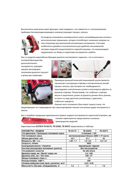 Бензиновый триммер ELITECH ТБ 5220С (E1602.019.00)
