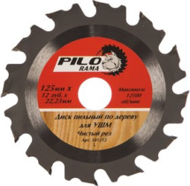 Диск пильный по дереву 125мм х 12 зуб х 22,23/20/16мм "Pilorama"