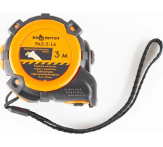 Рулетка Квалитет автостоп, двухсторонний зацеп с магнитом, обрезиненный корпус, 3 м х 16 мм РАЗ-3-16