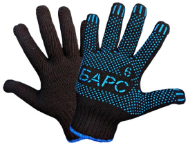 Перчатки нейлоновые с нитриловым покрытием асорти с Черными пальцами, 10 размер БАРС