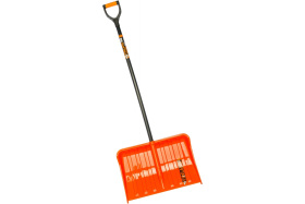 Лопата снеговая 540х360мм, пластик , деревянная ручка, Finland ORANGE